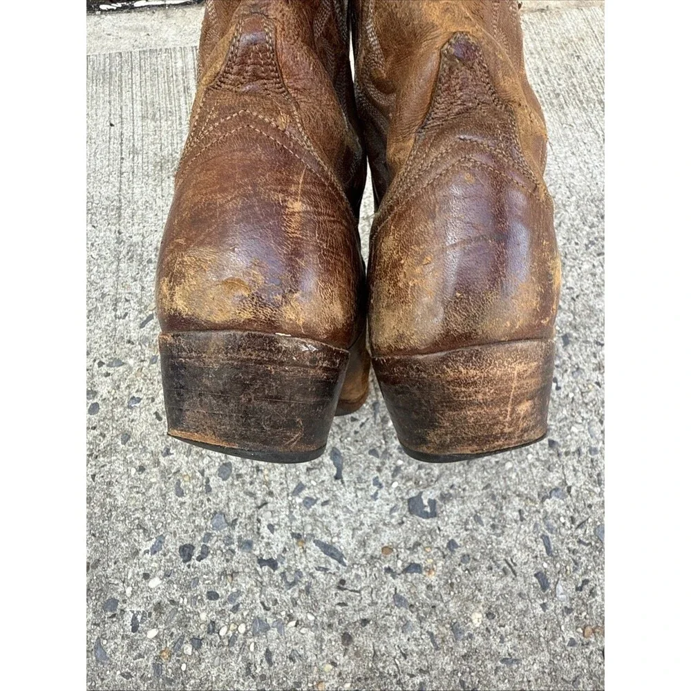 VTG Lucchese 1883 L000324 Patina Distressed Cowboy Ranch Work Bunk Boot 7.5 2E